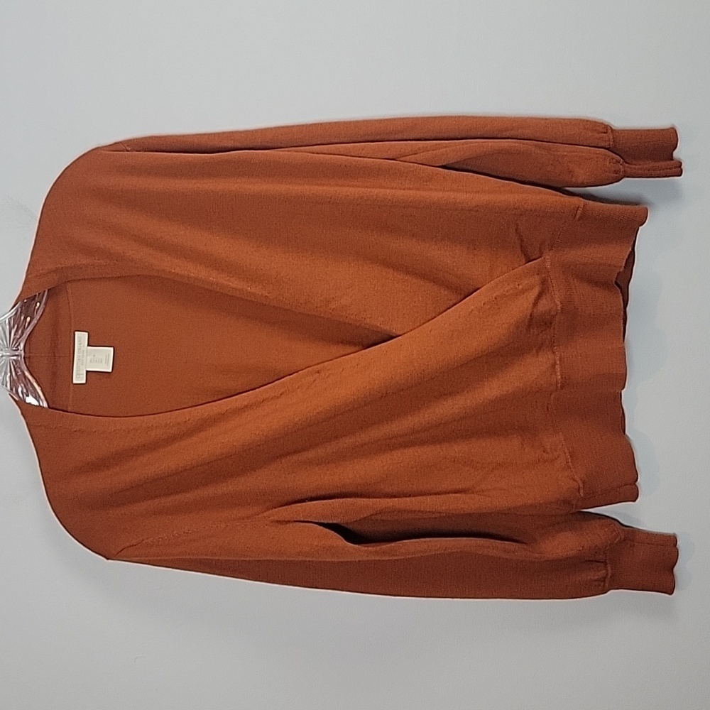 Christian Siriano Brown Wrap Sweater Size Large merino wool blend